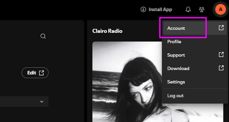 Open Spotify Account Section