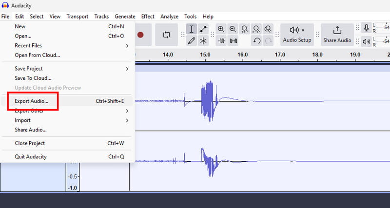 File Export-Audio Audacity