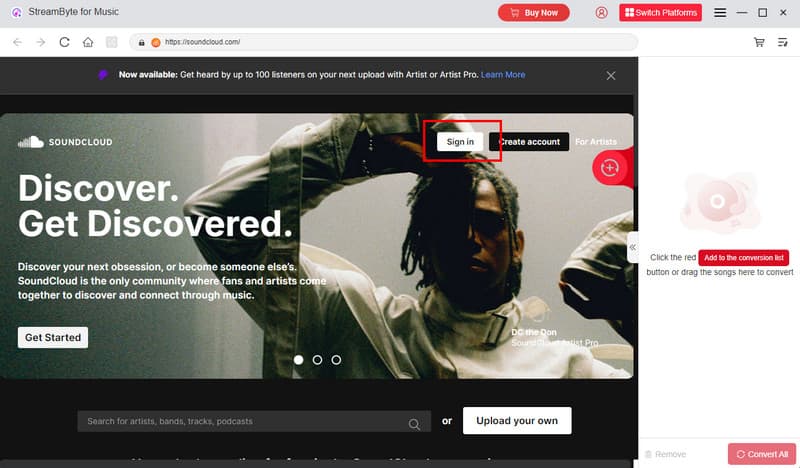 Sign In Button Streambyte