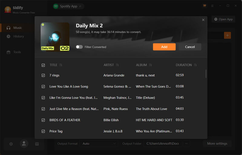 Add Spotify Songs