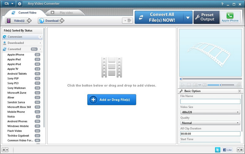 Any Video Converter Free Interface