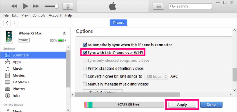 iTunes Sync Music To iPhone Under WiFi Connection