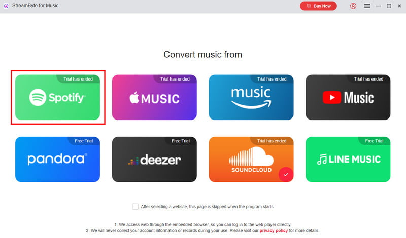 Spotify Platform Log in Streambyte