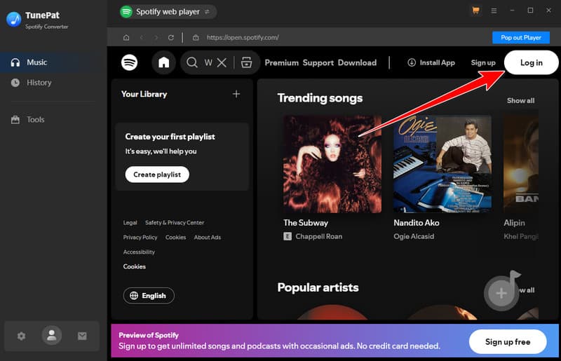 Log In Tunepat