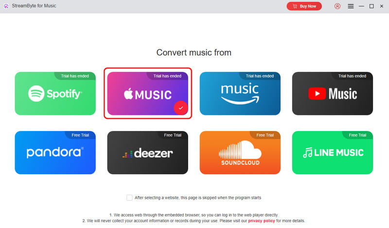 Click Apple Music Platform Streambyte