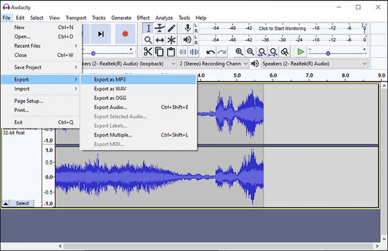 Audacity Export