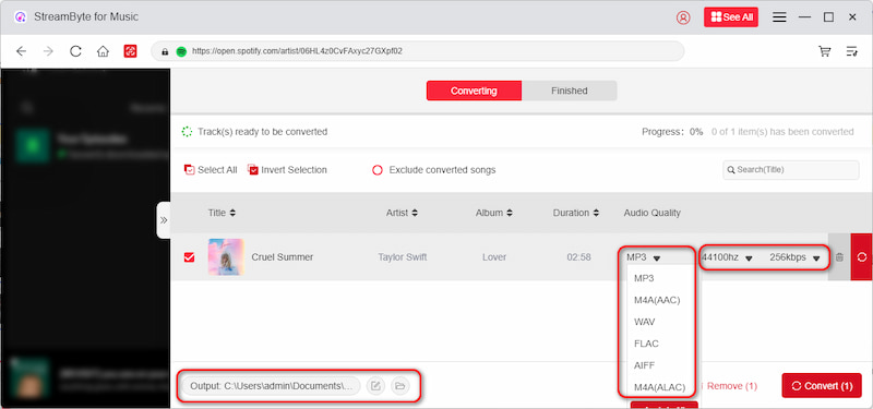 Spotify Output Settings