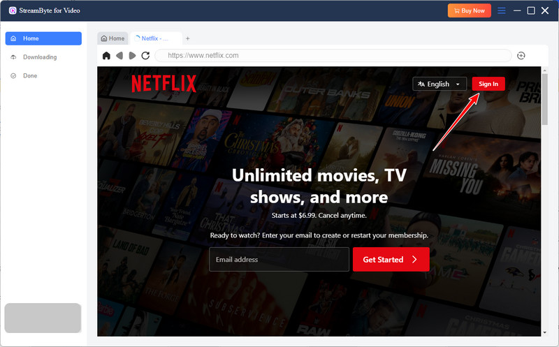 Log in Netflix