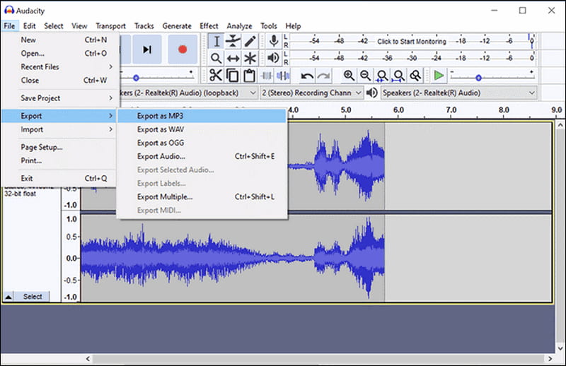Audacity Export
