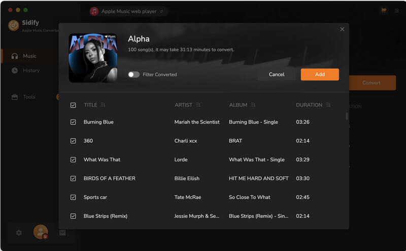 Sidify Apple Music Converter Add