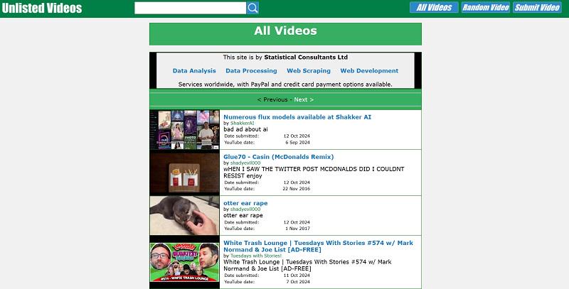 Unlisted Youtube Videos Website