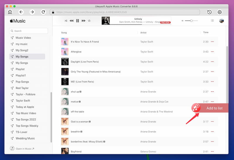 Add Songs To Conversion List