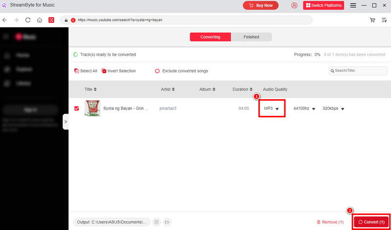 Click Convert Button Streambyte