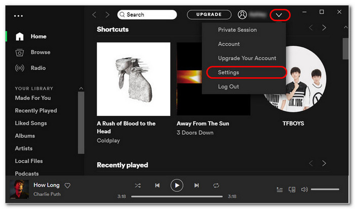 Click Settings