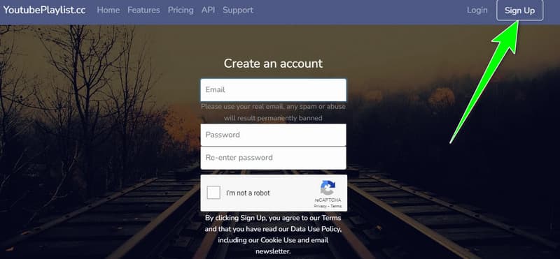 Create Account Paste Link