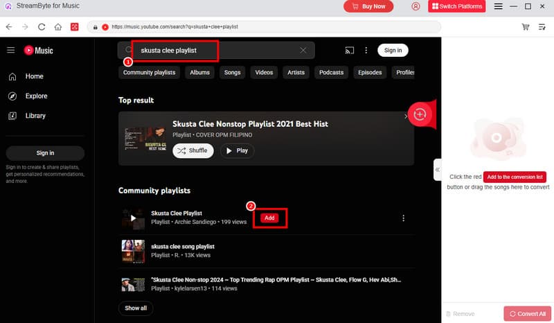 Search Bar Add Streambyte