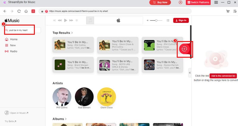 Search Bar Plus Conversion Section Streambyte